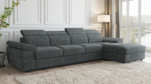 Ъглов диван Джент с посока графит - МебелМаг Ъглов диван Джент с посока графит