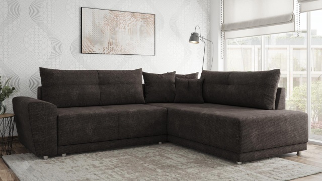 Ъглов диван Фабио с посока кафяв - МебелМаг Ъглов диван Фабио с посока кафяв