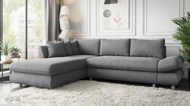 Ъглов диван Монтело с посока сив - МебелМаг Ъглов диван Монтело с посока сив