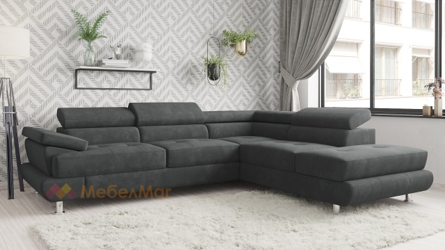 Ъглов диван Падуа с посока сив - МебелМаг Ъглов диван Падуа с посока сив