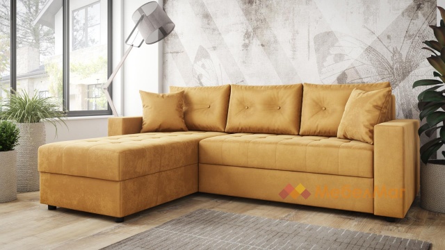 Ъглов диван Сингъл с посока горчица - МебелМаг Ъглов диван Сингъл с посока горчица