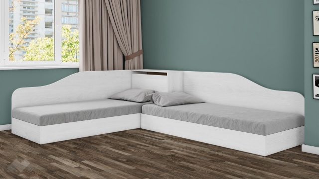 Ъглови легла 82/190 Арго с включени матраци Бонел 82/190 бял фладер