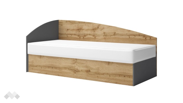 Ъглово легло 82/190 Борей с включен матрак Бонел 82/190 дъб вотан светъл с антрацит - МебелМаг Ъглово легло 82/190 Борей с включен матрак Бонел 82/190 дъб вотан светъл с антрацит