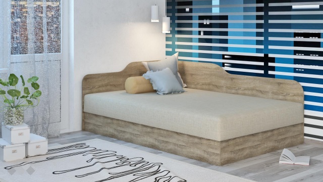 Ъглово легло 120/190 Тексас с включен матрак Бонел 120/190 тъмна сонома - МебелМаг Ъглово легло 120/190 Тексас с включен матрак Бонел 120/190 тъмна сонома