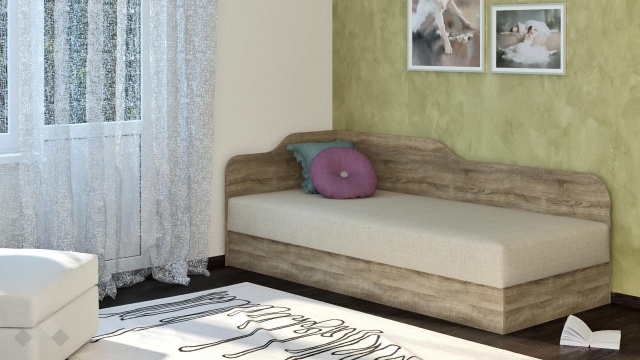 Ъглово легло 82/190 Тексас с включен матрак Бонел 82/190 тъмна сонома - МебелМаг Ъглово легло 82/190 Тексас с включен матрак Бонел 82/190 тъмна сонома