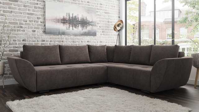 Ъглов диван Сиера с посока кафяв - МебелМаг Ъглов диван Сиера с посока кафяв