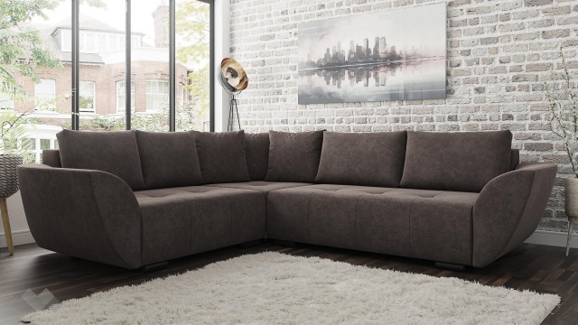 Ъглов диван Сиера с посока кафяв - МебелМаг Ъглов диван Сиера с посока кафяв