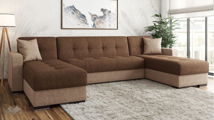 Ъглов диван Барселона универсален ъгъл бежов с кафяво - изглед 6 - МебелМаг Ъглов диван Барселона универсален ъгъл бежов с кафяво - изглед 6