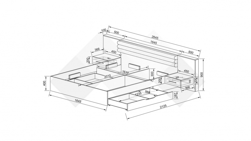 Спалня с нощни шкафчета 160/200 Бедфорд артизан с кашмир гланц - изглед 5 - МебелМаг Спалня с нощни шкафчета 160/200 Бедфорд артизан с кашмир гланц - изглед 5