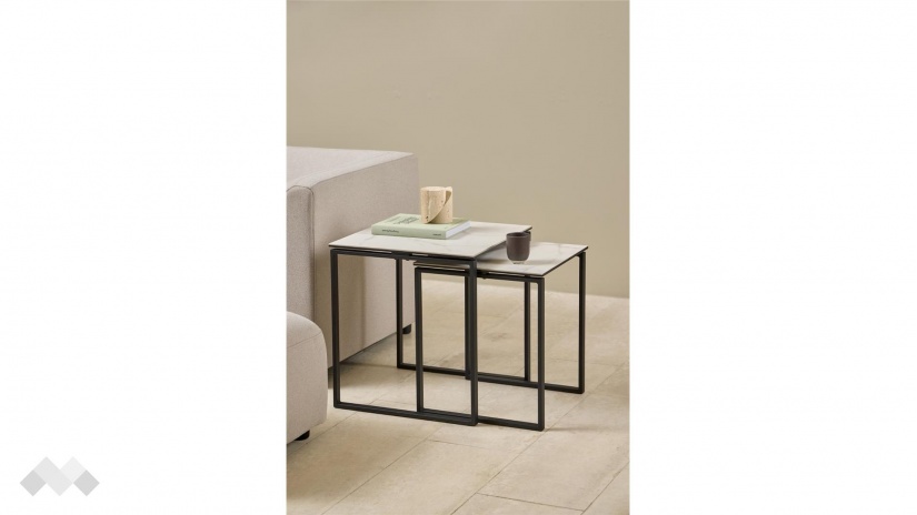 Холна маса Катрина комплект маси бял мрамор с черно - изглед 5