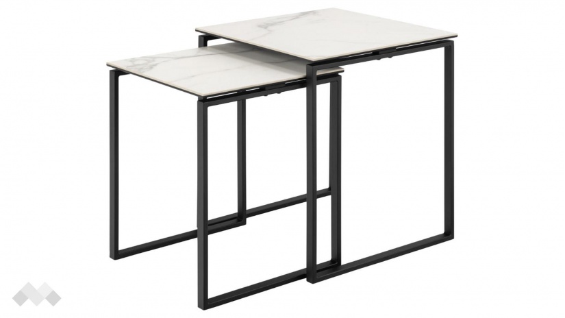 Холна маса Катрина комплект маси бял мрамор с черно - изглед 1