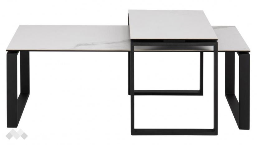 Холна маса Катрина комплект маси бял мрамор с черно - изглед 2 - МебелМаг Холна маса Катрина комплект маси бял мрамор с черно - изглед 2