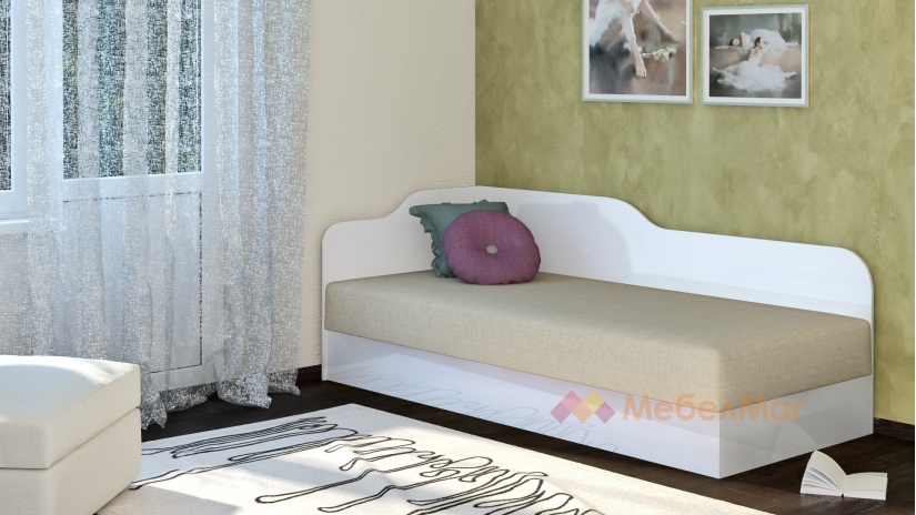 Детски спален комплект Шайн К1 бял гланц - изглед 3 - МебелМаг Детски спален комплект Шайн К1 бял гланц - изглед 3