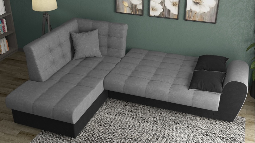 Ъглов диван Белла S с посока сив с черно - изглед 5