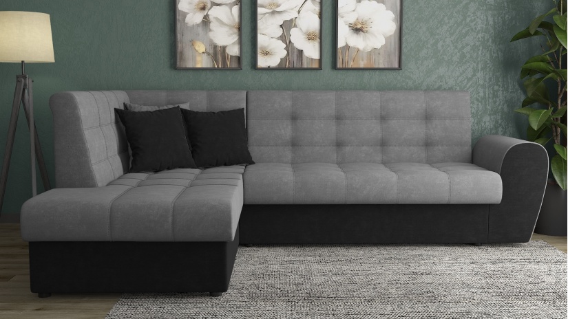 Ъглов диван Белла S с посока сив с черно - изглед 2