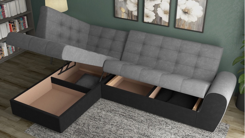 Ъглов диван Белла S с посока сив с черно - изглед 4