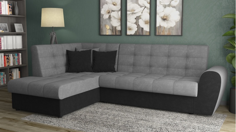 Ъглов диван Белла S с посока сив с черно - изглед 1