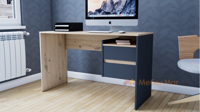 Бюро Ален дъб артисан с антрацит - изглед 2 - МебелМаг Бюро Ален дъб артисан с антрацит - изглед 2