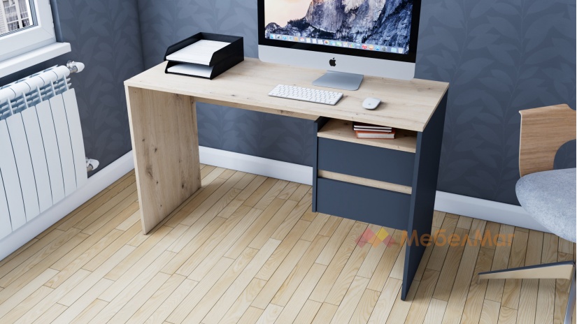 Бюро Ален дъб артисан с антрацит - изглед 3 - МебелМаг Бюро Ален дъб артисан с антрацит - изглед 3