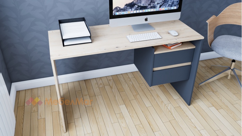 Бюро Ален дъб артисан с антрацит - изглед 4 - МебелМаг Бюро Ален дъб артисан с антрацит - изглед 4