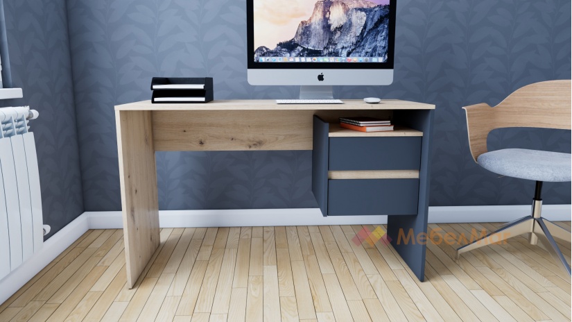 Бюро Ален дъб артисан с антрацит - изглед 1 - МебелМаг Бюро Ален дъб артисан с антрацит - изглед 1