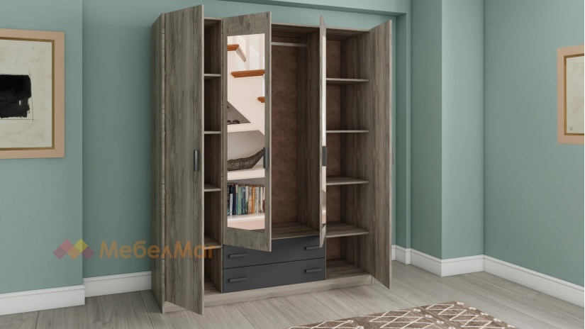 Спален комплект Спирит С2 малта с антрацит - изглед 6 - МебелМаг Спален комплект Спирит С2 малта с антрацит - изглед 6