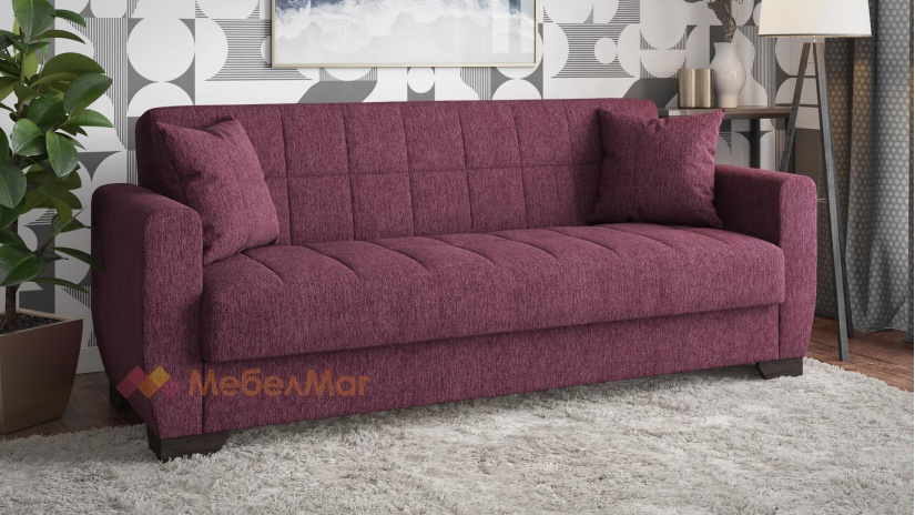 Диван Барато триместни бордо - изглед 2 - МебелМаг Диван Барато триместни бордо - изглед 2