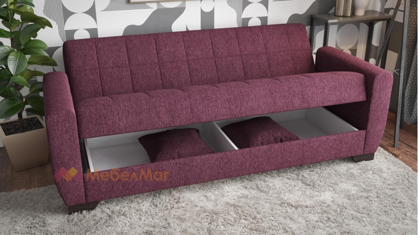 Диван Барато триместни бордо - изглед 3 - МебелМаг Диван Барато триместни бордо - изглед 3