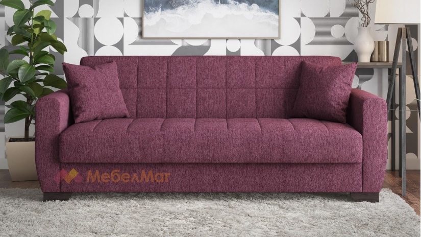 Диван Барато триместни бордо - изглед 1 - МебелМаг Диван Барато триместни бордо - изглед 1