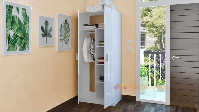 Детски спален комплект Шайн К1 бял гланц - изглед 6 - МебелМаг Детски спален комплект Шайн К1 бял гланц - изглед 6