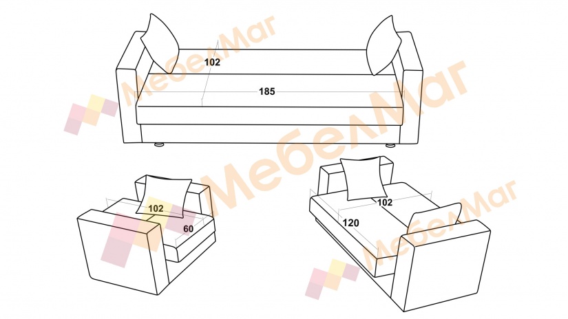 Комплект дивани за дневна Каталина комплекти сив с бежово - изглед 5 - МебелМаг Комплект дивани за дневна Каталина комплекти сив с бежово - изглед 5