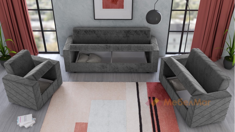 Комплект дивани за дневна Каталина комплекти сив с бежово - изглед 2 - МебелМаг Комплект дивани за дневна Каталина комплекти сив с бежово - изглед 2