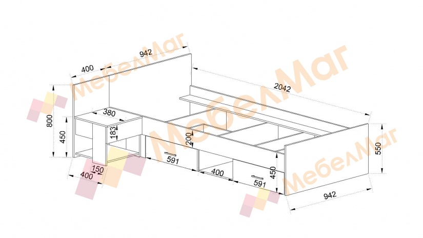 Легло 90/200 Арас сонома арвен с бяло гладко - изглед 3 - МебелМаг Легло 90/200 Арас сонома арвен с бяло гладко - изглед 3