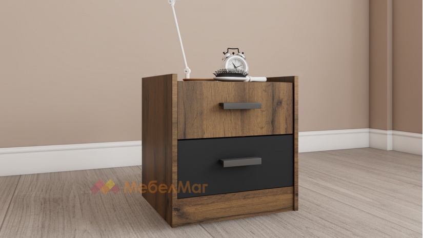 Спален комплект Хироу Х1 дъб вотан с черно шагре - изглед 8 - МебелМаг Спален комплект Хироу Х1 дъб вотан с черно шагре - изглед 8