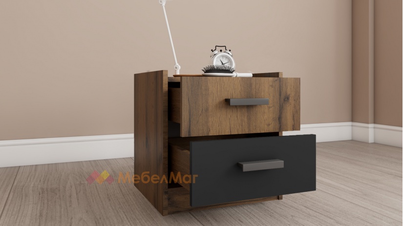 Спален комплект Хироу Х2 дъб вотан с черно шагре - изглед 8 - МебелМаг Спален комплект Хироу Х2 дъб вотан с черно шагре - изглед 8