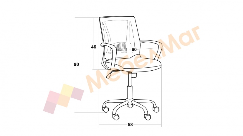 Офис стол Кармен 7040 сив - изглед 5 - МебелМаг Офис стол Кармен 7040 сив - изглед 5