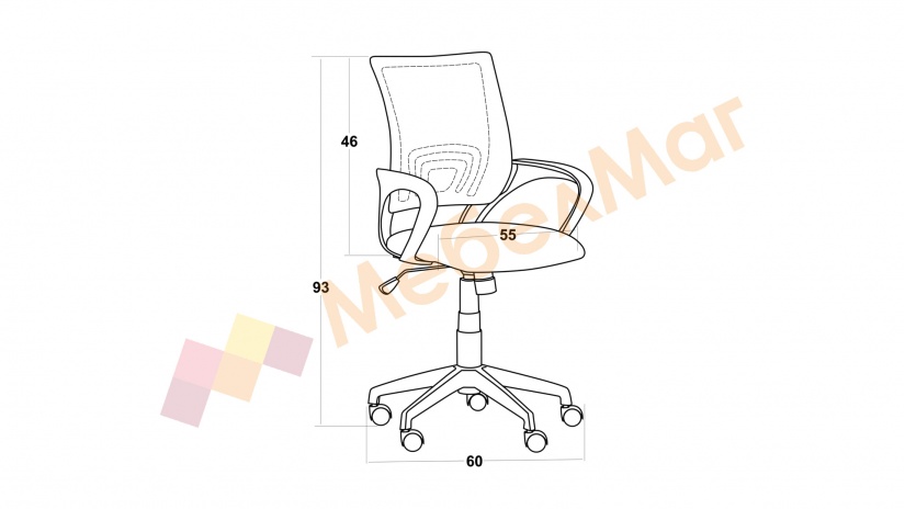 Офис стол Кармен 7050 оранжев - изглед 4 - МебелМаг Офис стол Кармен 7050 оранжев - изглед 4