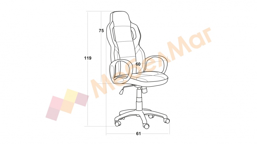 Офис стол Кармен 7510 черно със синьо - изглед 4 - МебелМаг Офис стол Кармен 7510 черно със синьо - изглед 4