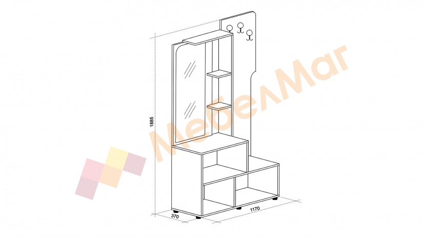 Портманто Амелия шермън и бор алан - изглед 2 - МебелМаг Портманто Амелия шермън и бор алан - изглед 2