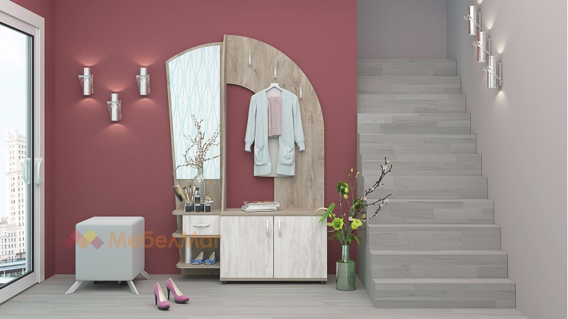 Портманто Спенсър дъб суров с дъб бланко - изглед 1 - МебелМаг Портманто Спенсър дъб суров с дъб бланко - изглед 1