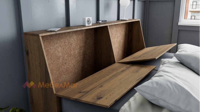 Спален комплект Хироу Х2 дъб вотан с черно шагре - изглед 6 - МебелМаг Спален комплект Хироу Х2 дъб вотан с черно шагре - изглед 6