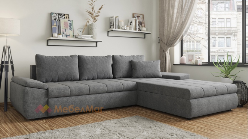 Ъглов диван Ливърпул с посока сив - изглед 1 - МебелМаг Ъглов диван Ливърпул с посока сив - изглед 1