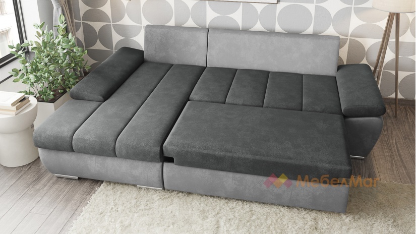 Ъглов диван Савона с посока графит със сиво - изглед 3 - МебелМаг Ъглов диван Савона с посока графит със сиво - изглед 3