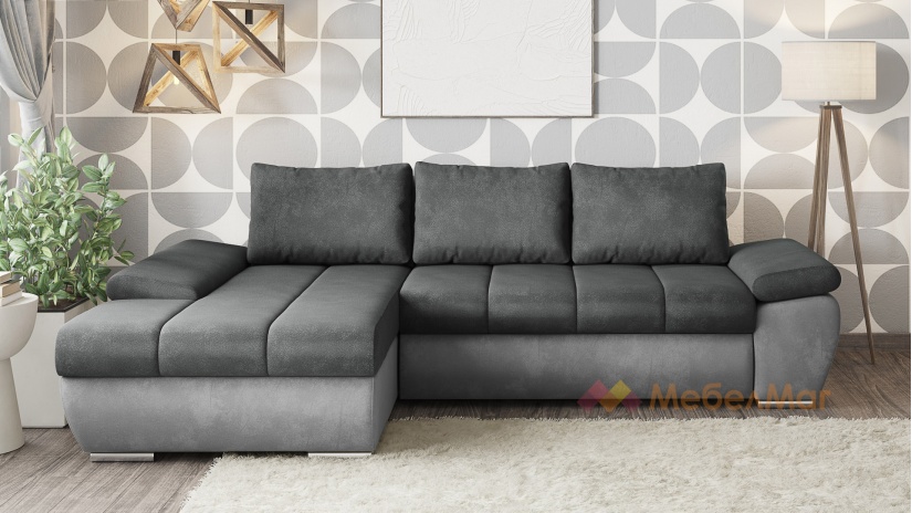 Ъглов диван Савона с посока графит със сиво - изглед 2 - МебелМаг Ъглов диван Савона с посока графит със сиво - изглед 2