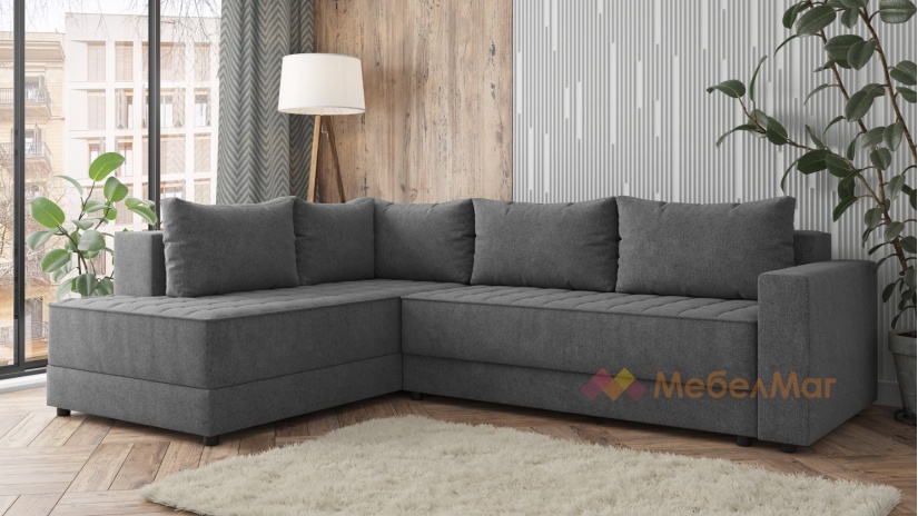 Ъглов диван Били с посока сив - изглед 1 - МебелМаг Ъглов диван Били с посока сив - изглед 1