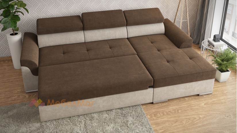 Ъглов диван Болеро с посока кафяв с бежово - изглед 4 - МебелМаг Ъглов диван Болеро с посока кафяв с бежово - изглед 4