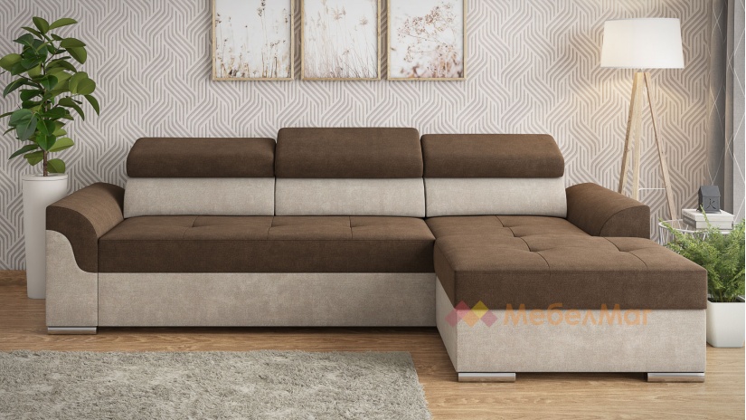 Ъглов диван Болеро с посока кафяв с бежово - изглед 2 - МебелМаг Ъглов диван Болеро с посока кафяв с бежово - изглед 2