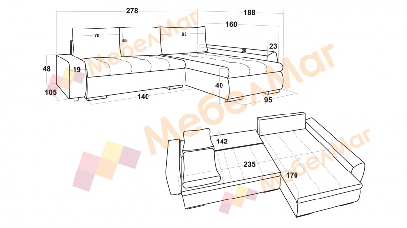 Ъглов диван Дейзи универсален ъгъл сив - изглед 5 - МебелМаг Ъглов диван Дейзи универсален ъгъл сив - изглед 5