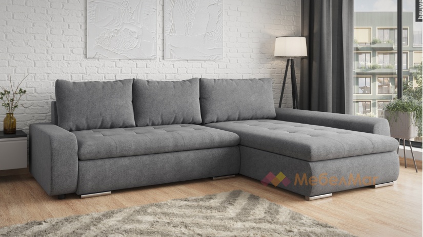 Ъглов диван Дейзи универсален ъгъл сив - изглед 1 - МебелМаг Ъглов диван Дейзи универсален ъгъл сив - изглед 1