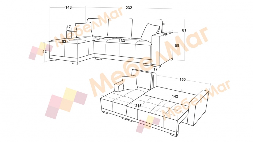 Ъглов диван Дъглас с посока сив с бяла кожа - изглед 6 - МебелМаг Ъглов диван Дъглас с посока сив с бяла кожа - изглед 6